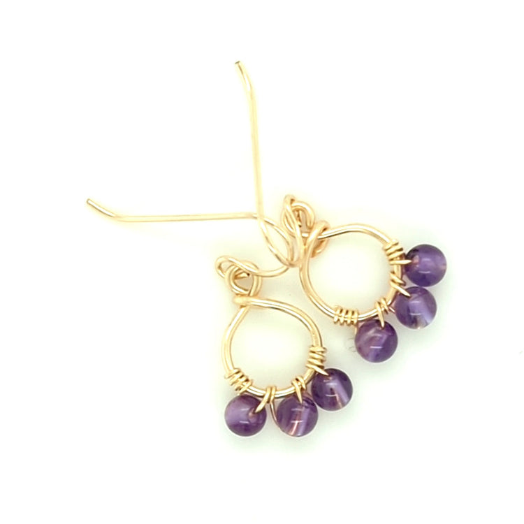 Sterlign silver heart earrings with gemstone drop