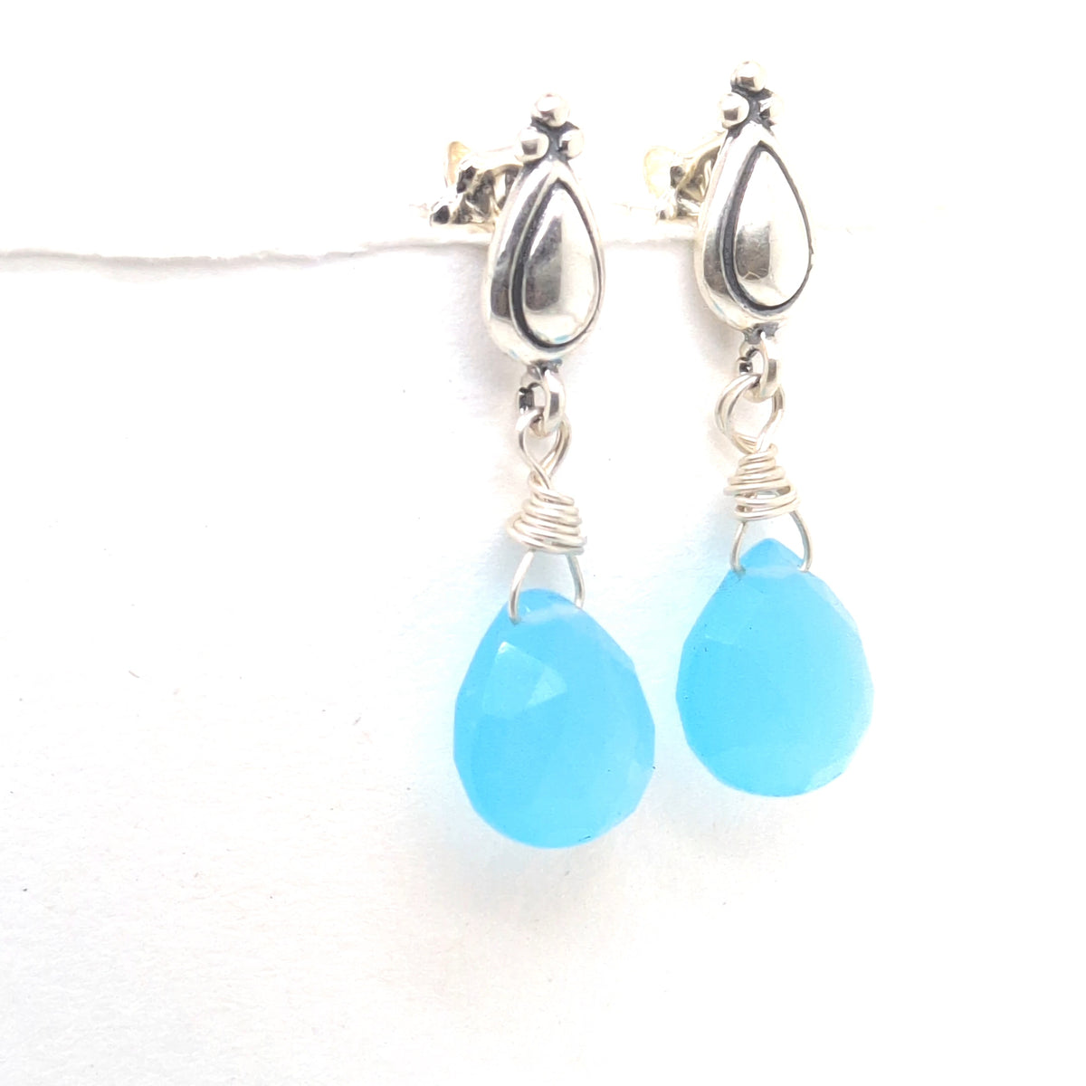 Chalcedony Aqua Post Earrings