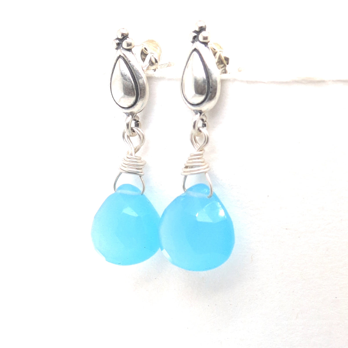 Chalcedony Aqua Post Earrings