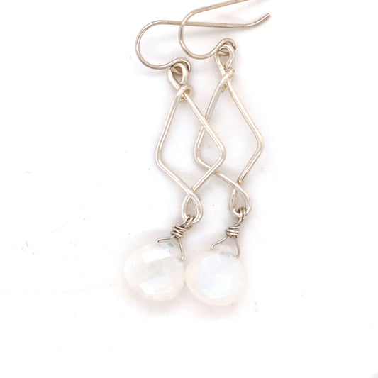 Moonstone Diamond Hoops
