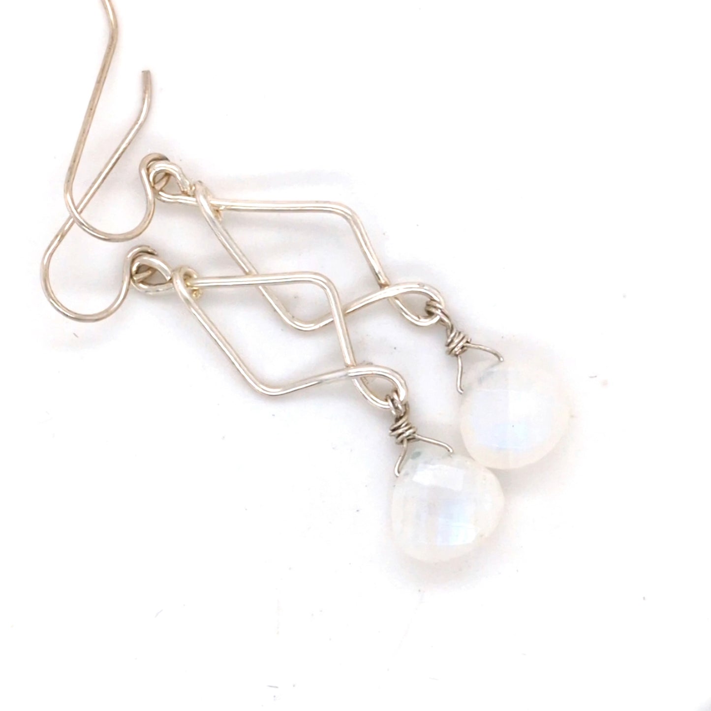 Moonstone Diamond Hoops
