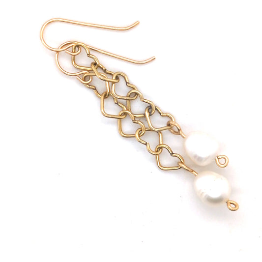 Gold Pearl Chain DropEarrings