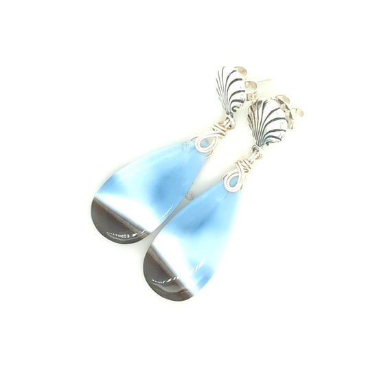 Blue Opal Post Earrings