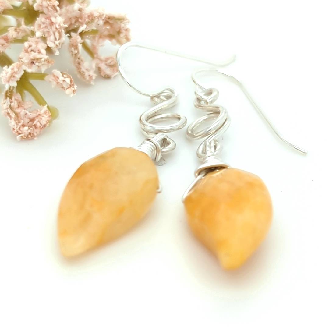 Yellow Jade Dangle Earrings
