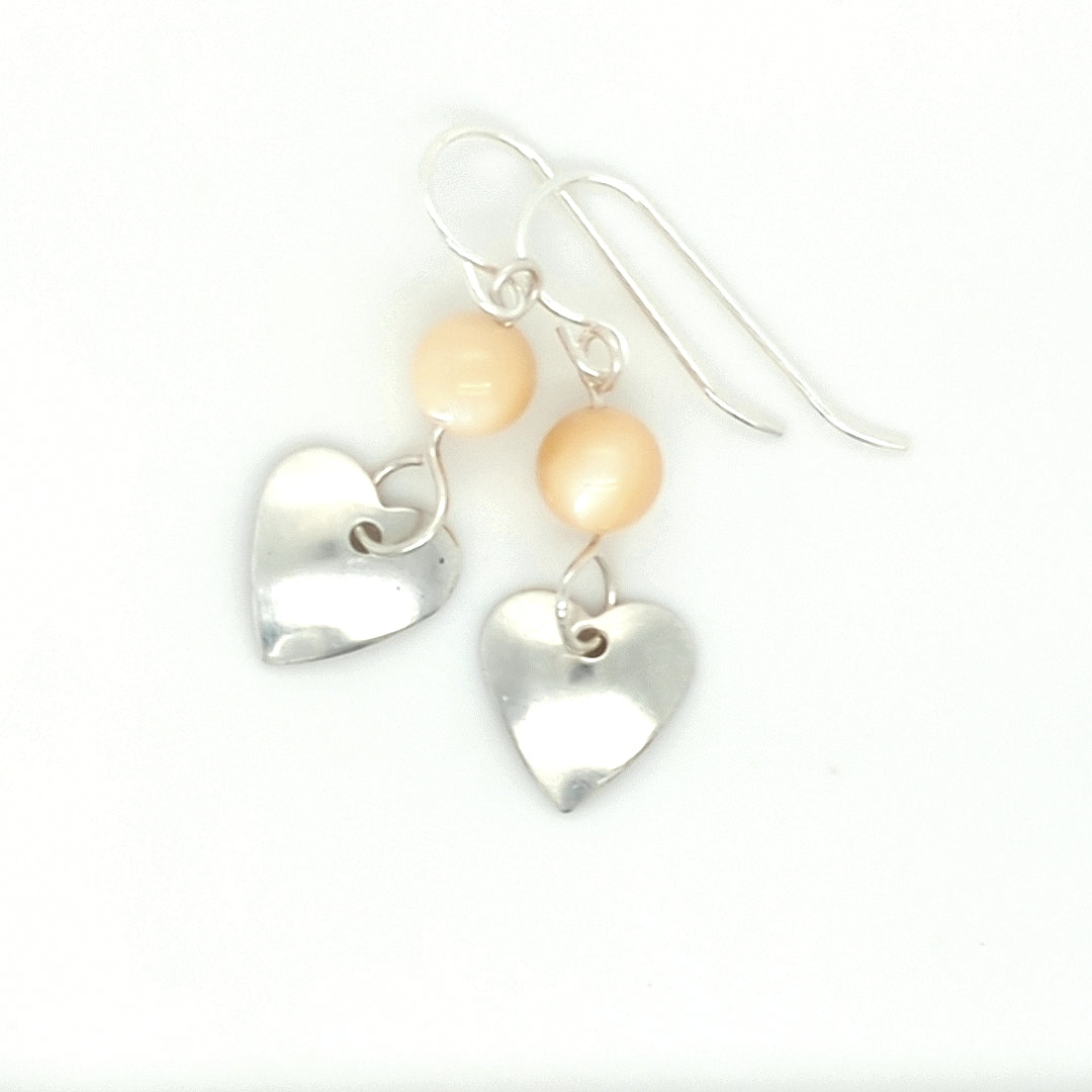 Mother Of Pearl Heart Earrings