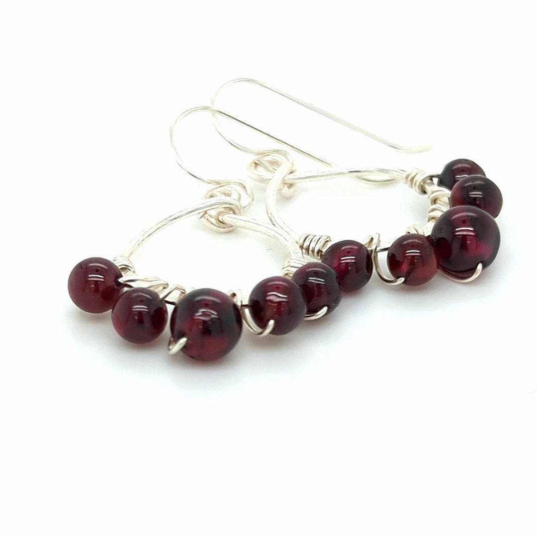 Garnet Wrap Hoop Earrings