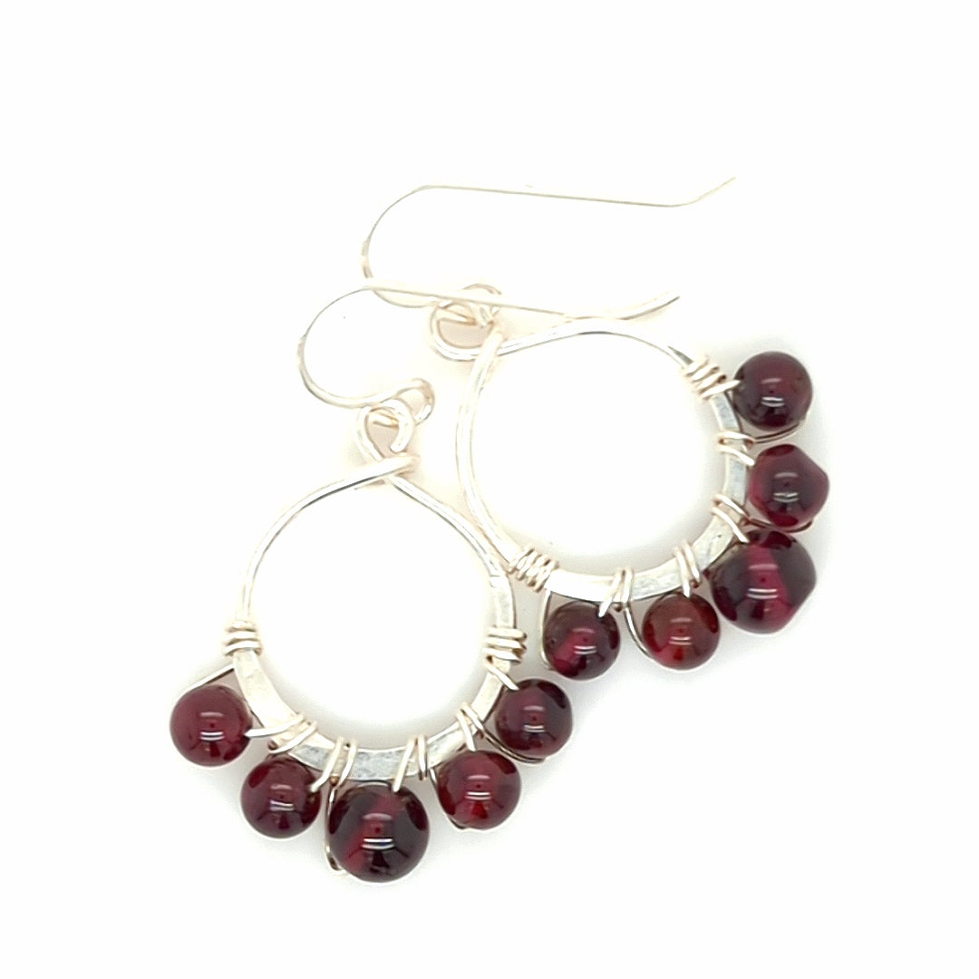 Garnet Wrap Hoop Earrings