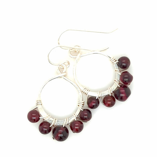 Garnet Wrap Hoop Earrings