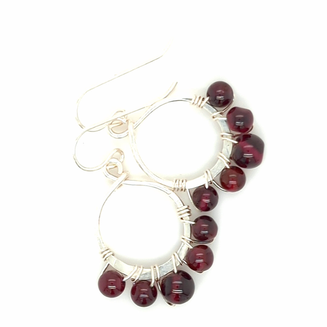 Garnet Wrap Hoop Earrings