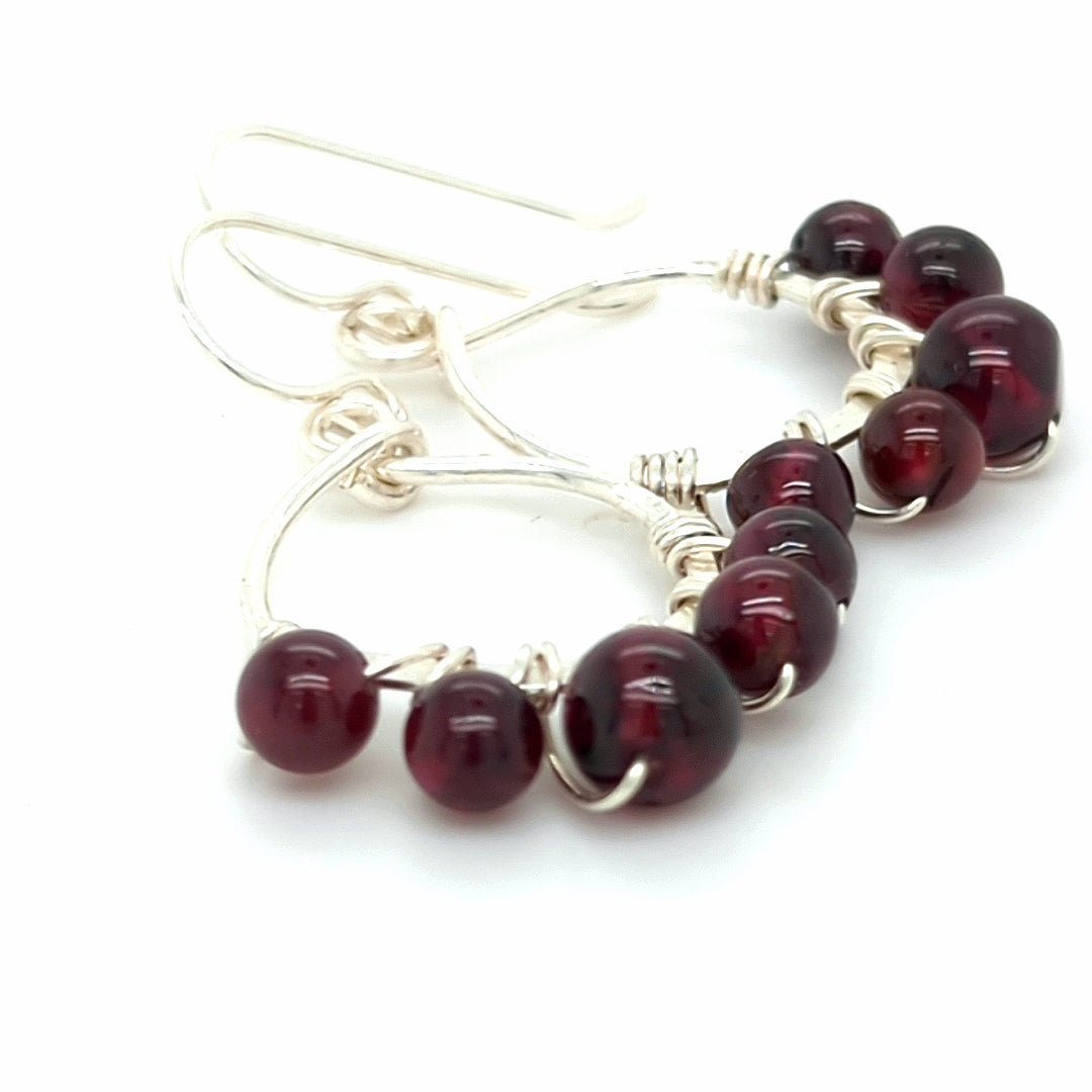 Garnet Wrap Hoop Earrings