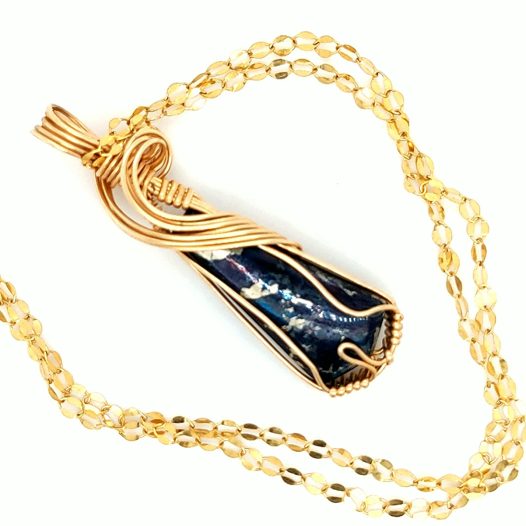 Covellite pendant in Gold fill