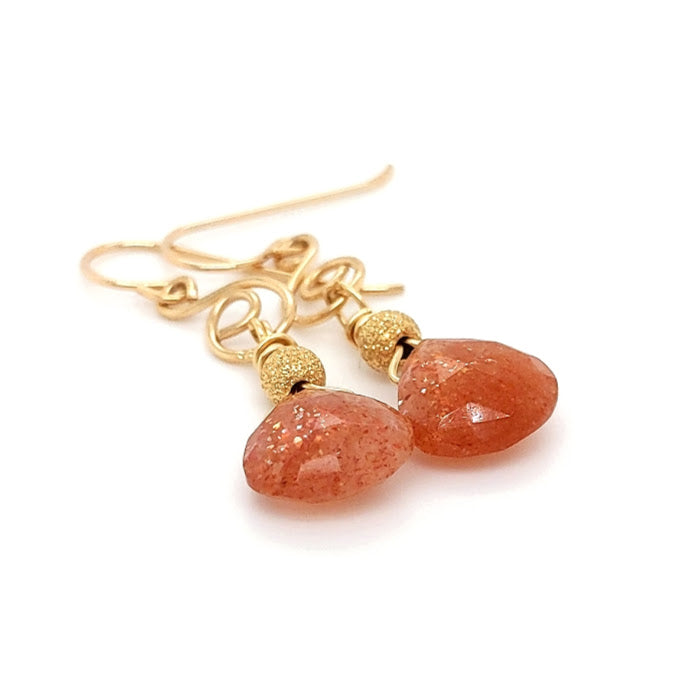 Sunstone dangle earrings in gold fill