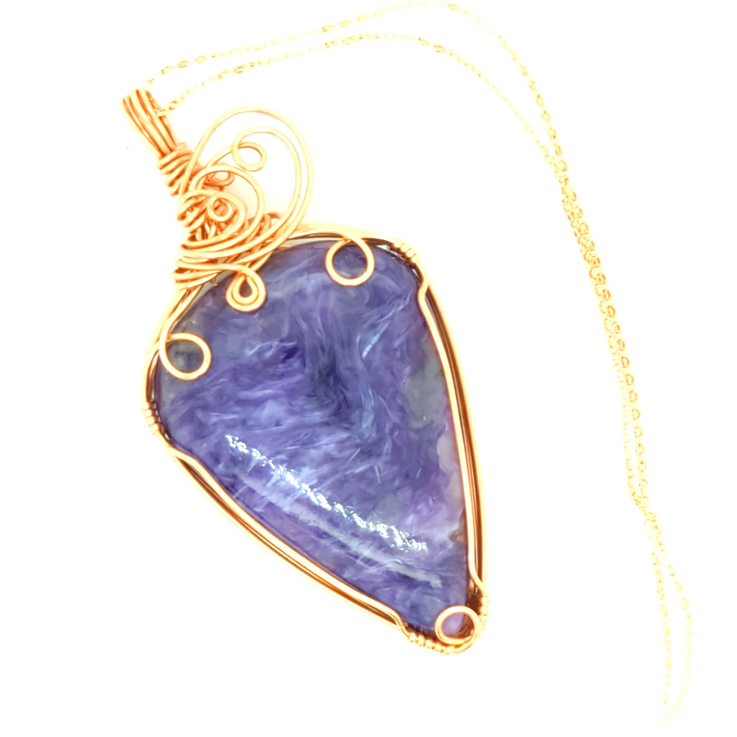 Rose Gold and Charoite pendant necklace