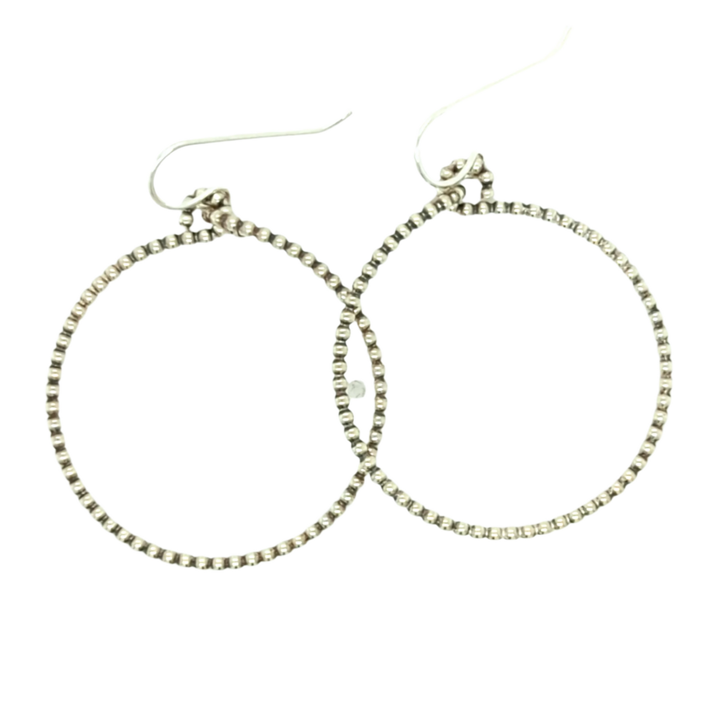 Silver Beaded Hoops