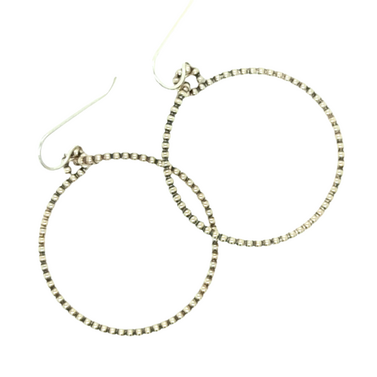 Silver Beaded Hoops