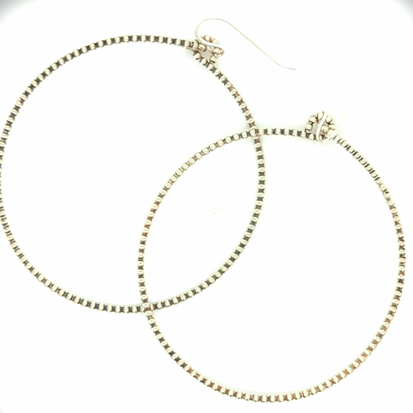 Silver Beaded Hoops