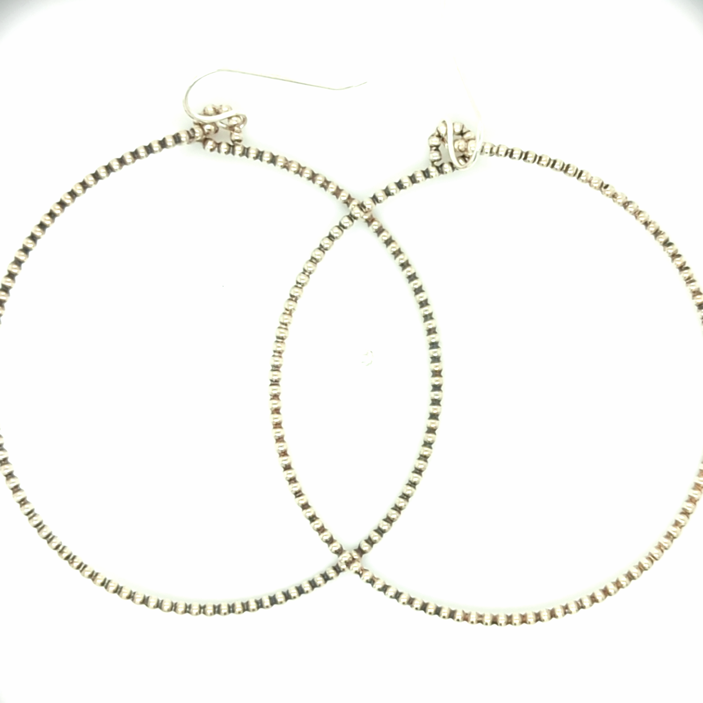 Silver Beaded Hoops