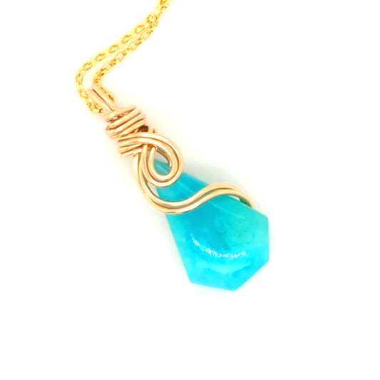 Amazonite Gold Pendant