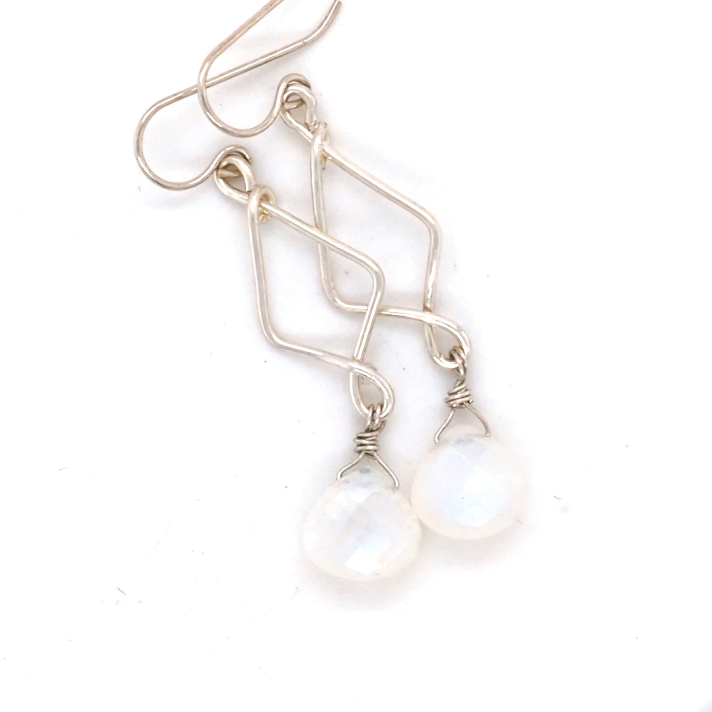 Moonstone Diamond Hoops