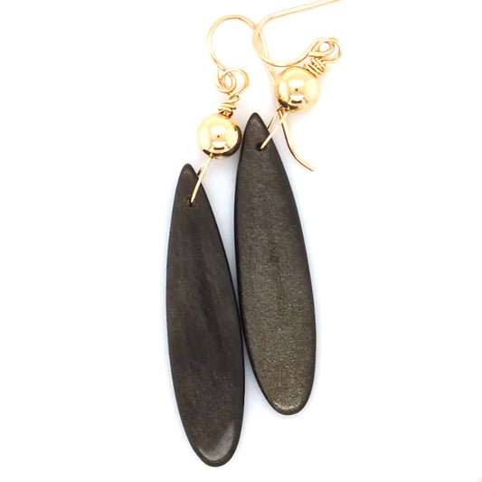 Gold Obsidian Earrings