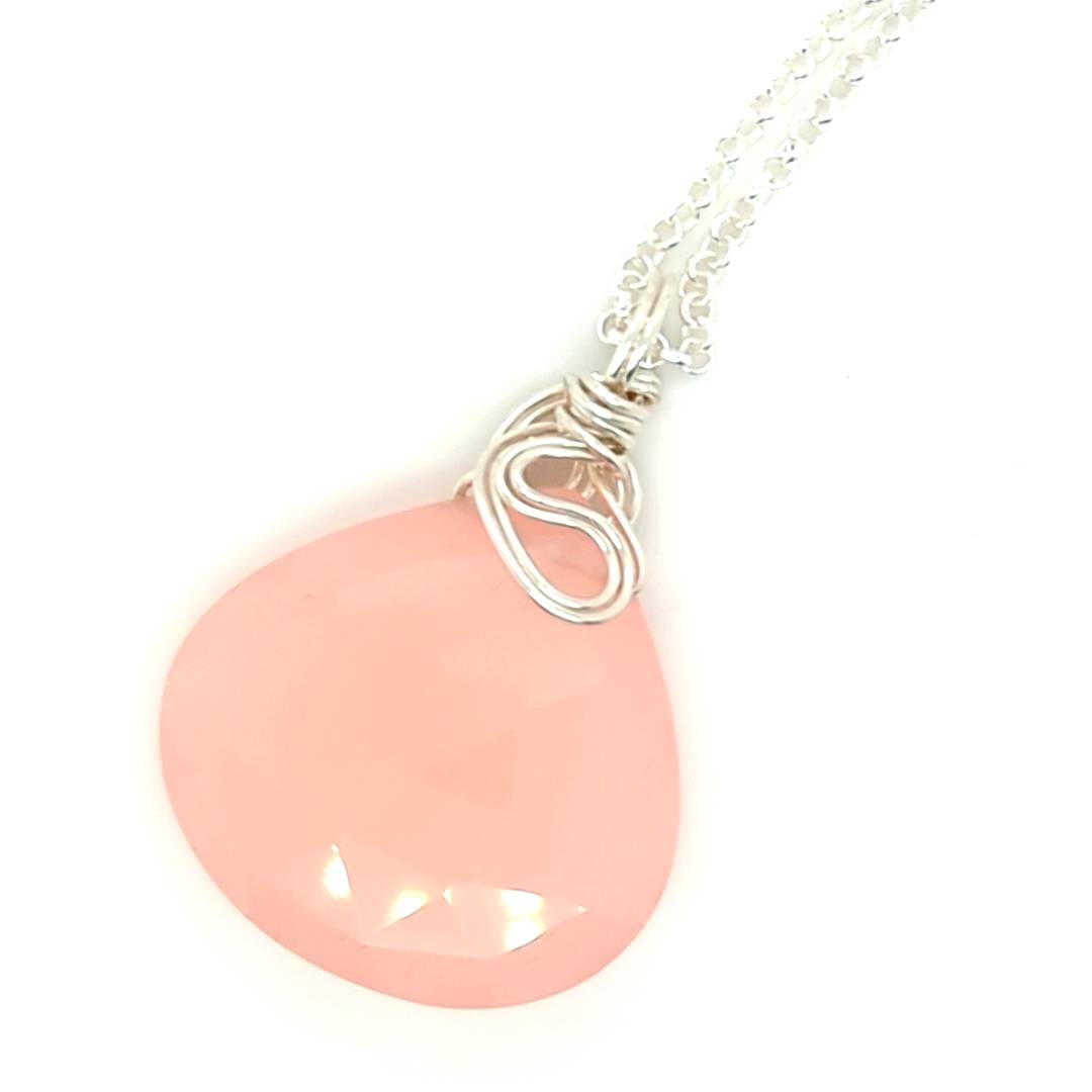 Large Peach/Pink Chalcedony Pendant