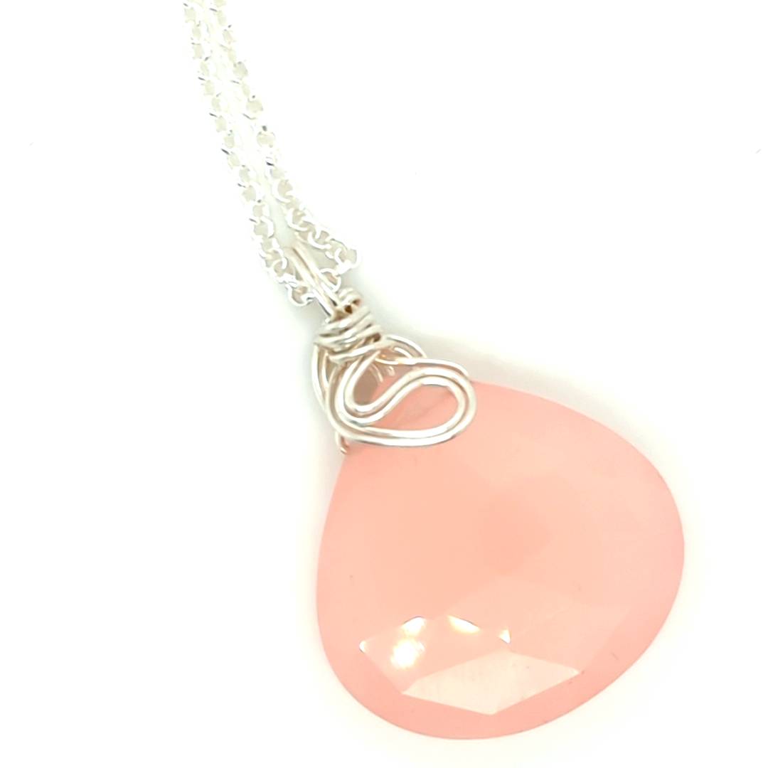 Large Peach/Pink Chalcedony Pendant