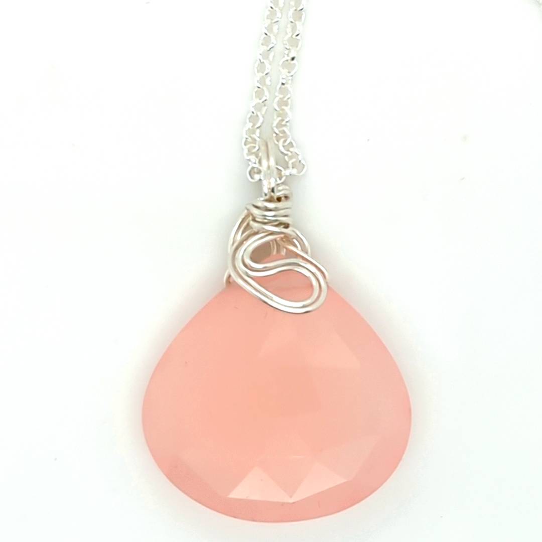 Large Peach/Pink Chalcedony Pendant