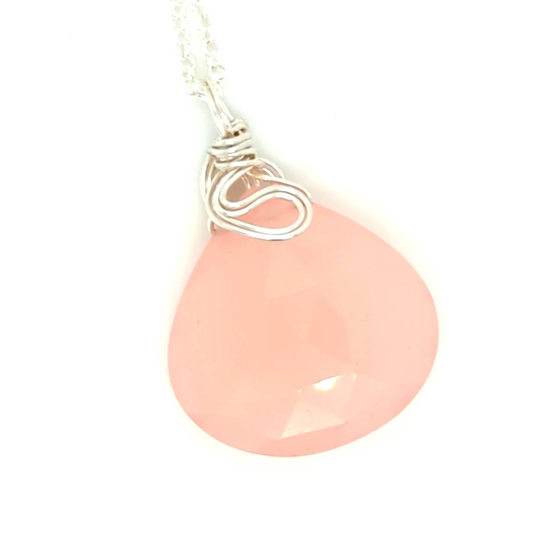 Large Peach/Pink Chalcedony Pendant