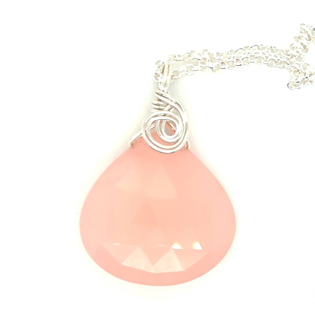 Large Peach/Pink Chalcedony Pendant