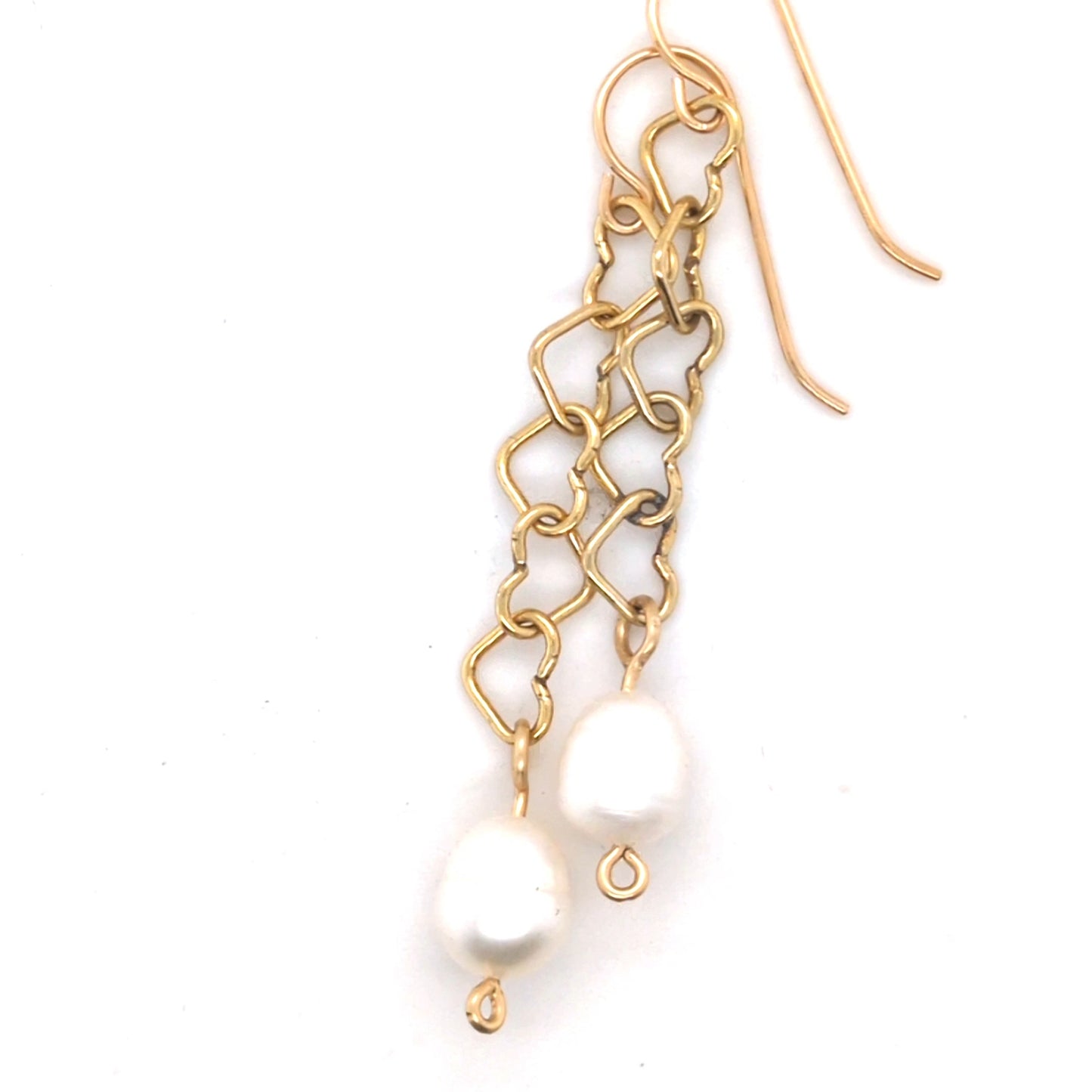Gold Heart Pearl Earrings