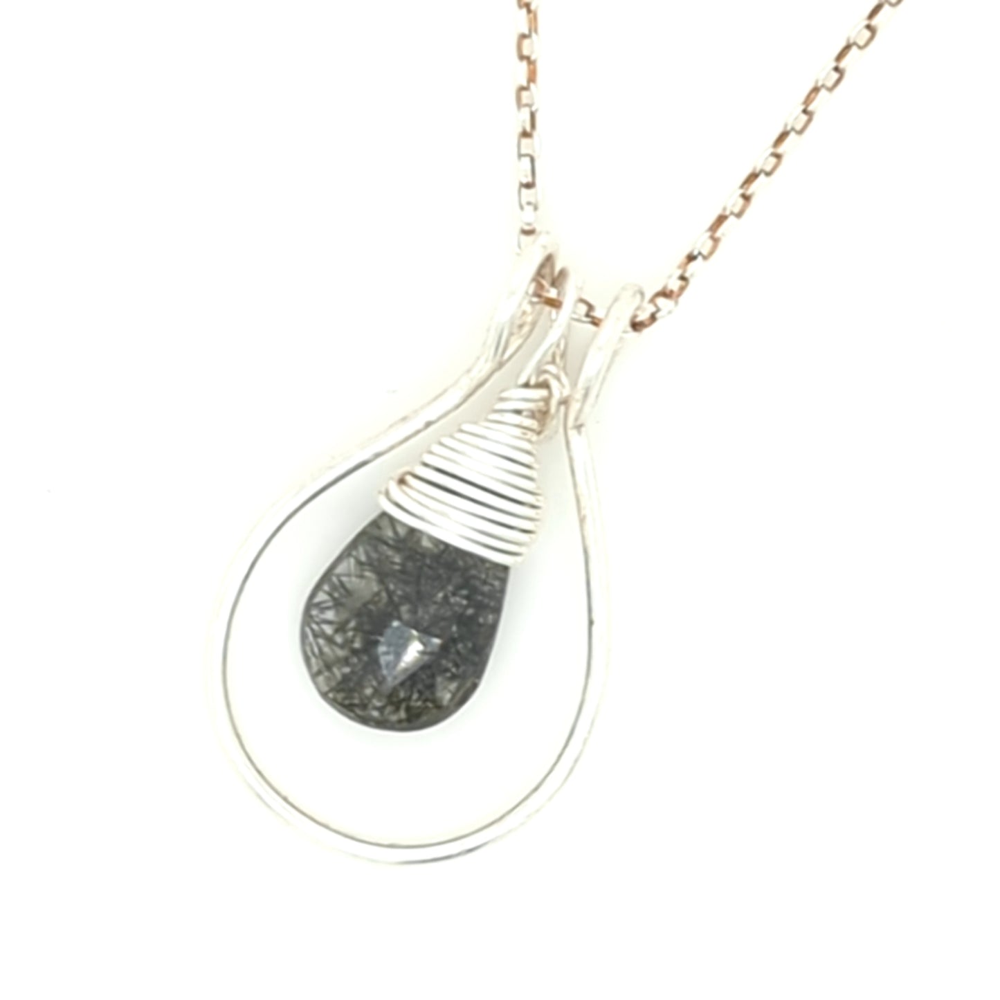 Removable Hoop  Gemstone Pendant