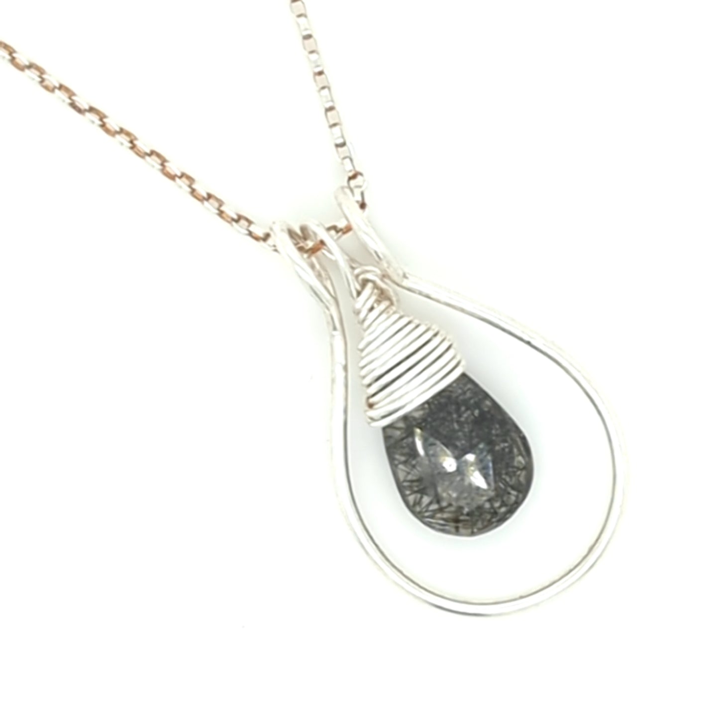 Removable Hoop  Gemstone Pendant