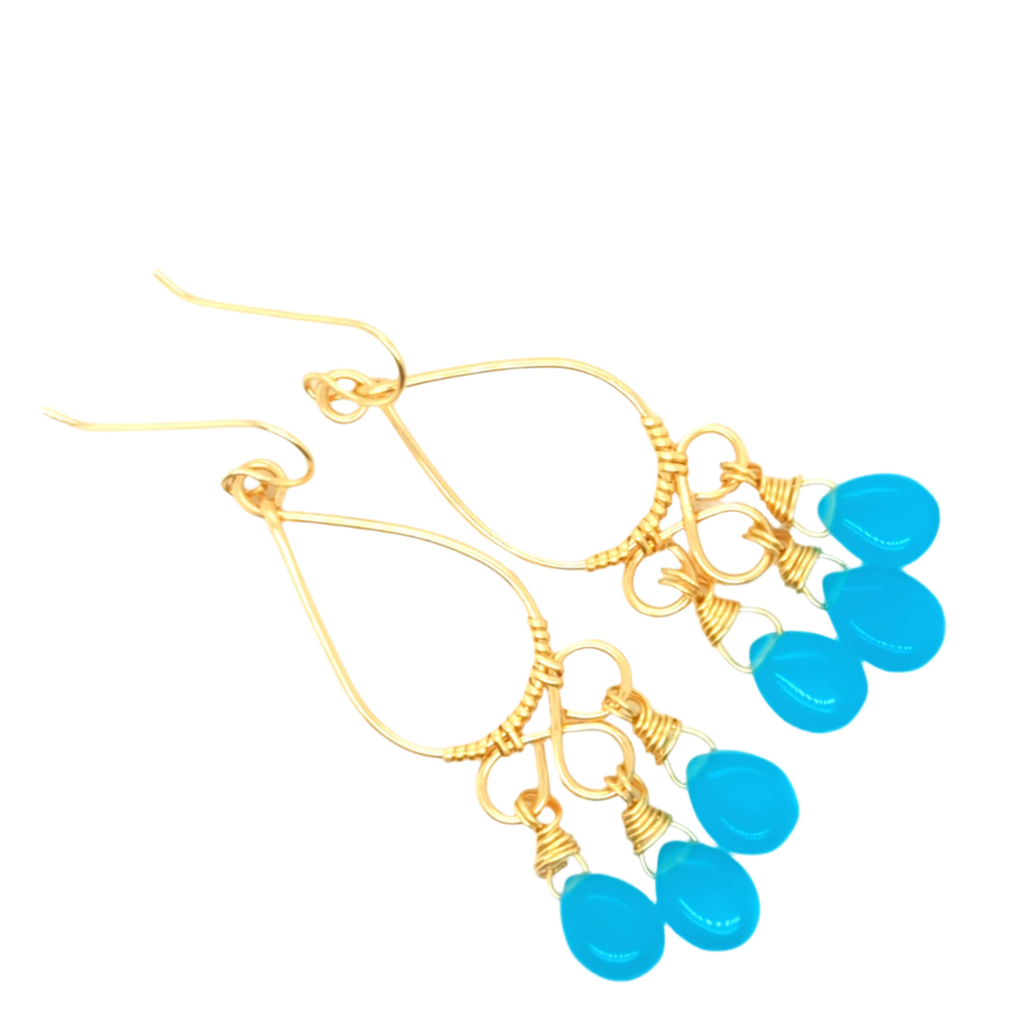 Turq Chalcedony Chandelier Earrings