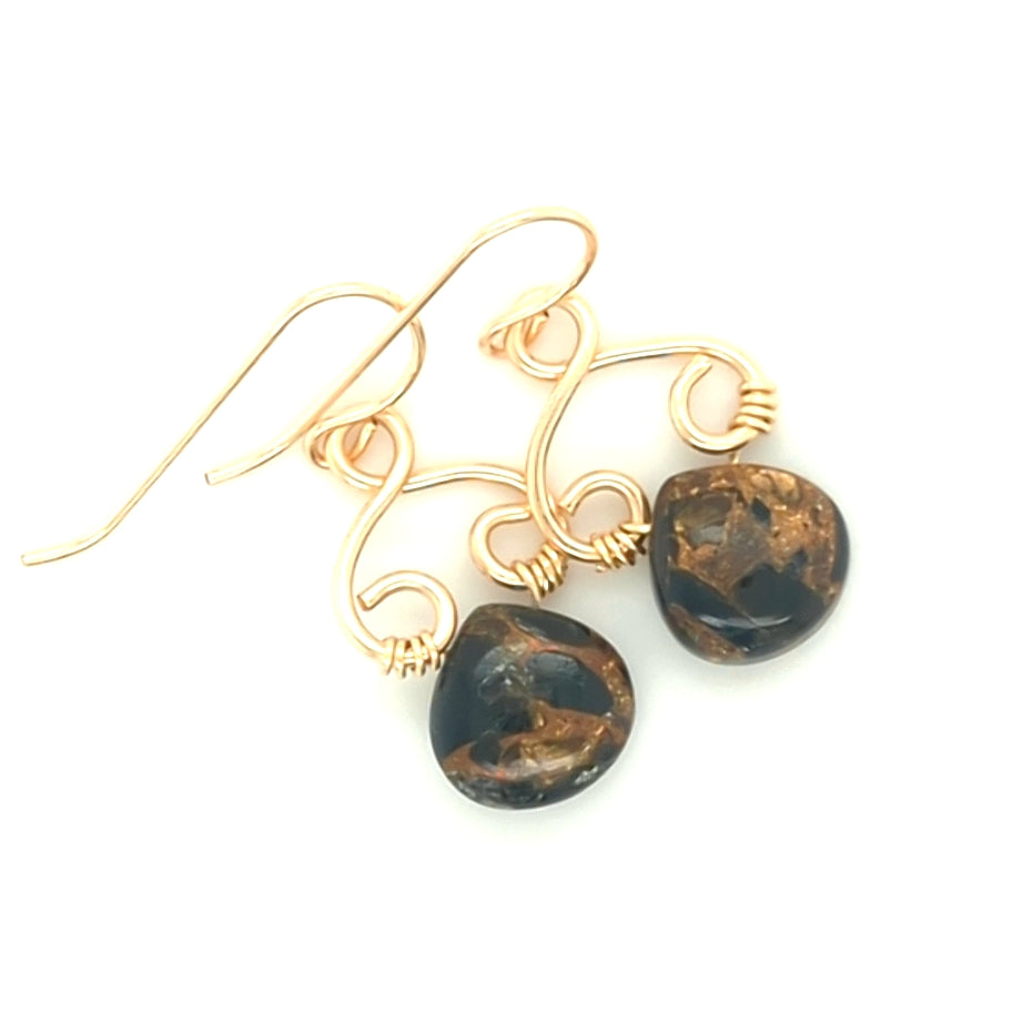 Copper Obsidian Earrings
