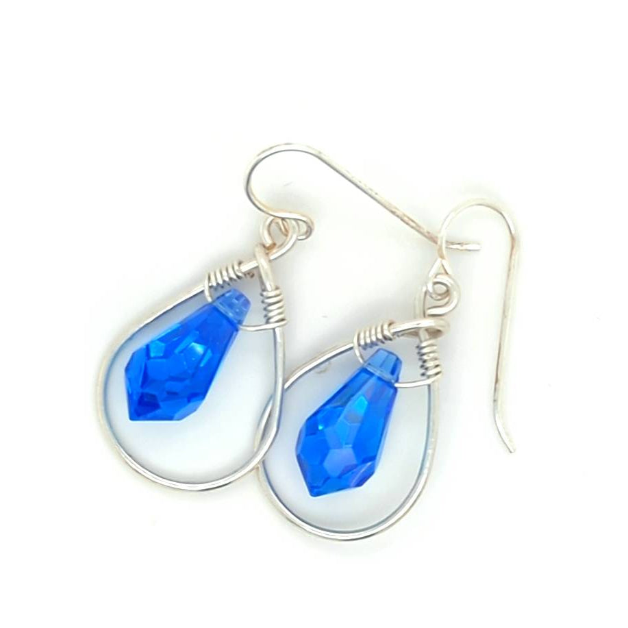 Blue Crystal Hoop Earrings