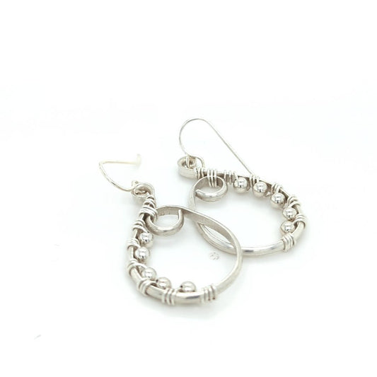 Silver Beaded Spiral Earrings