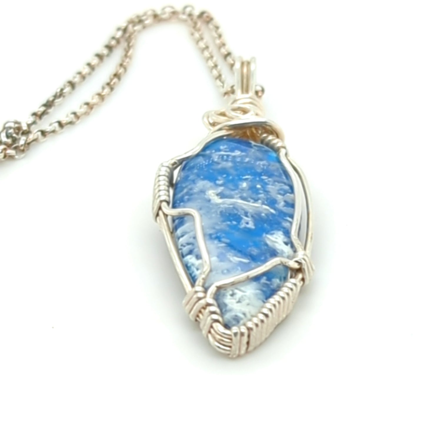 Plume Agate Pendant Silver