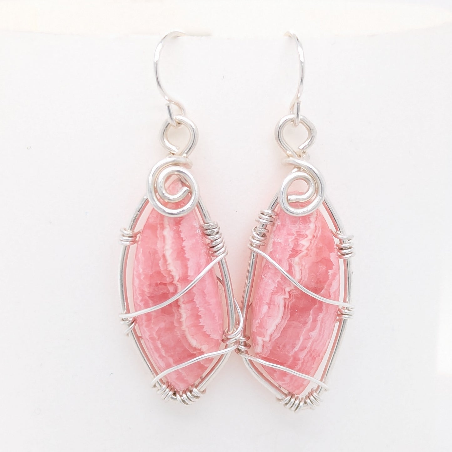 Rhodochrosite Earrings Silver