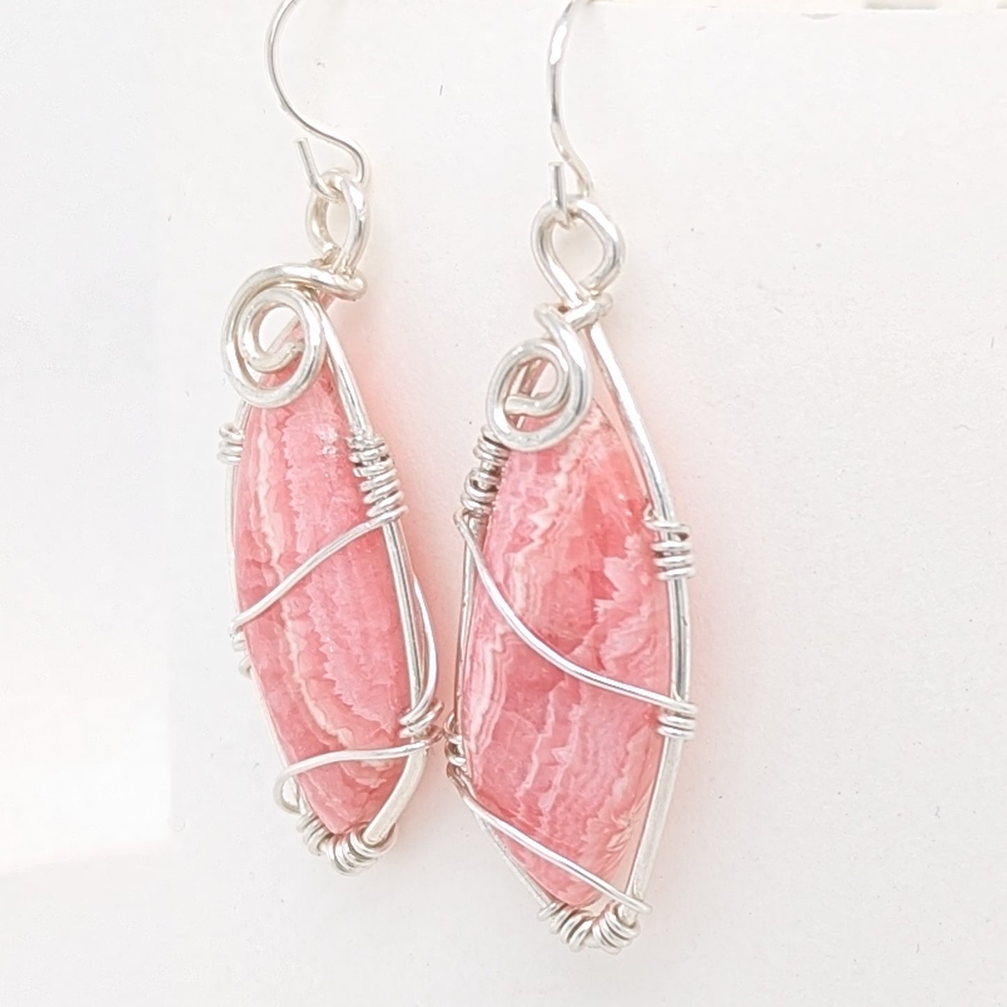 Rhodochrosite Earrings Silver