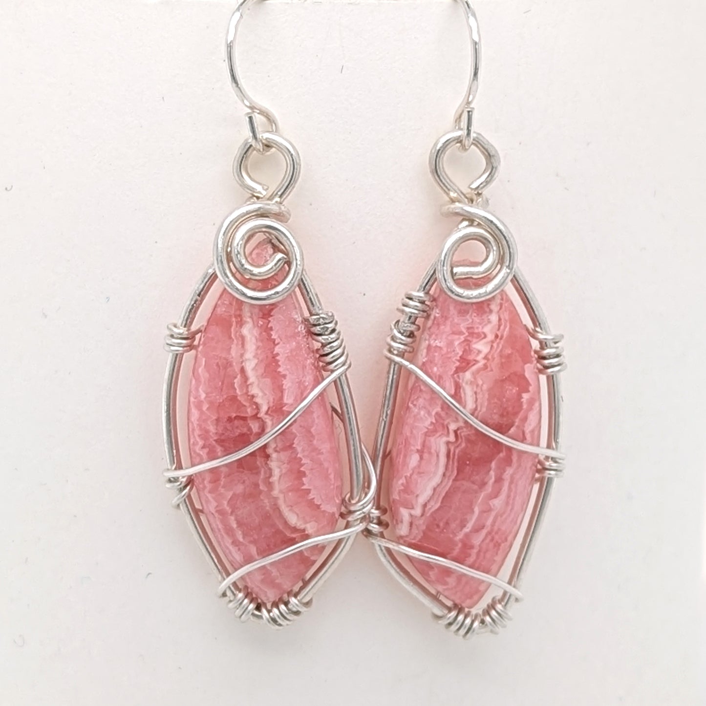 Rhodochrosite Earrings Silver