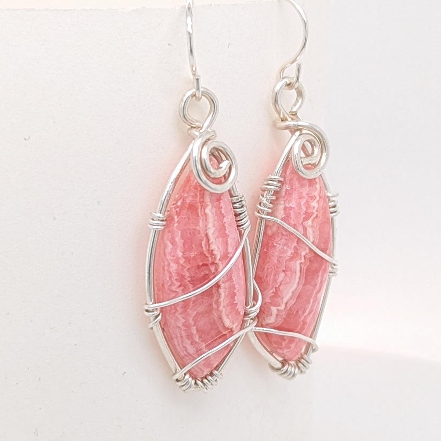 Rhodochrosite Earrings Silver