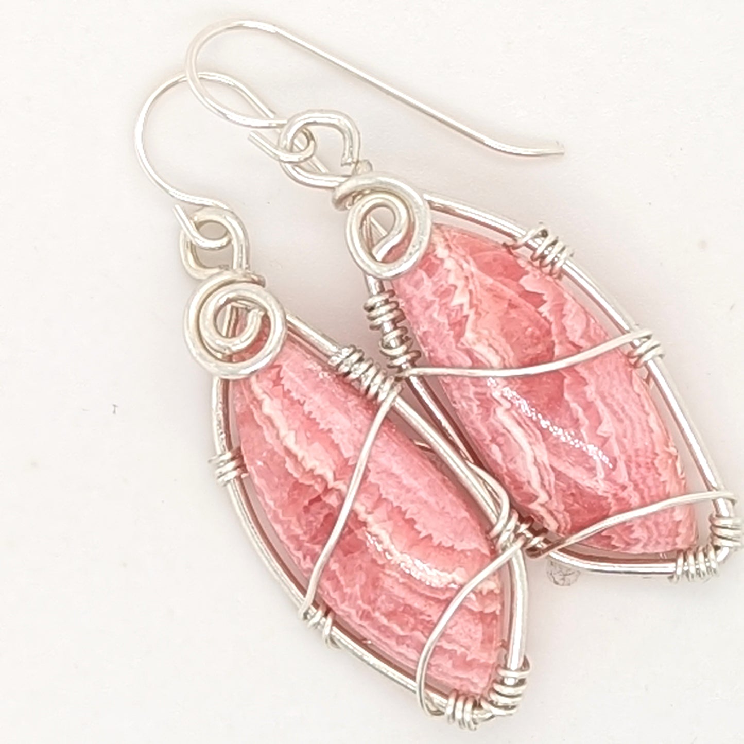 Rhodochrosite Earrings Silver