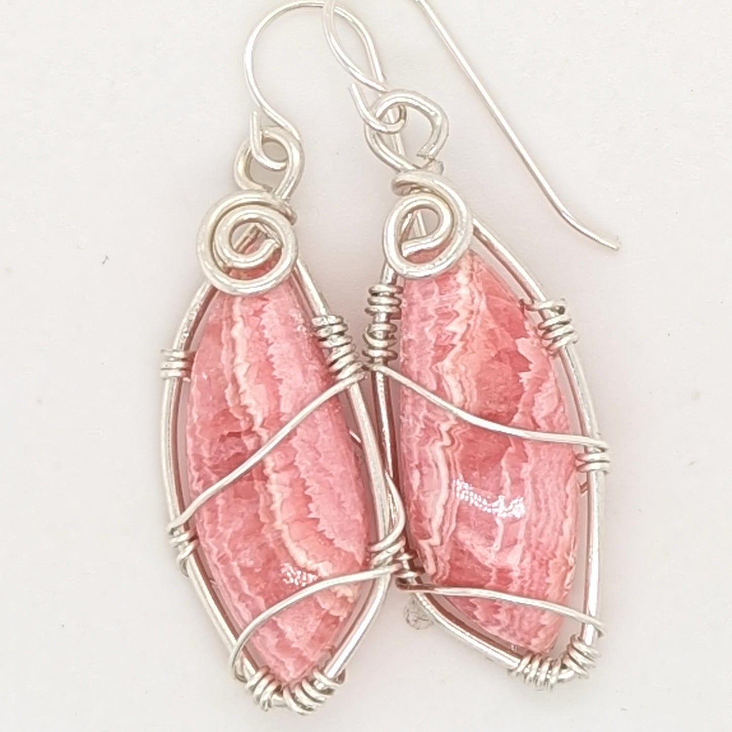 Rhodochrosite Earrings Silver