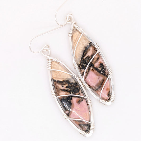 Rhodonite Earrings Silver