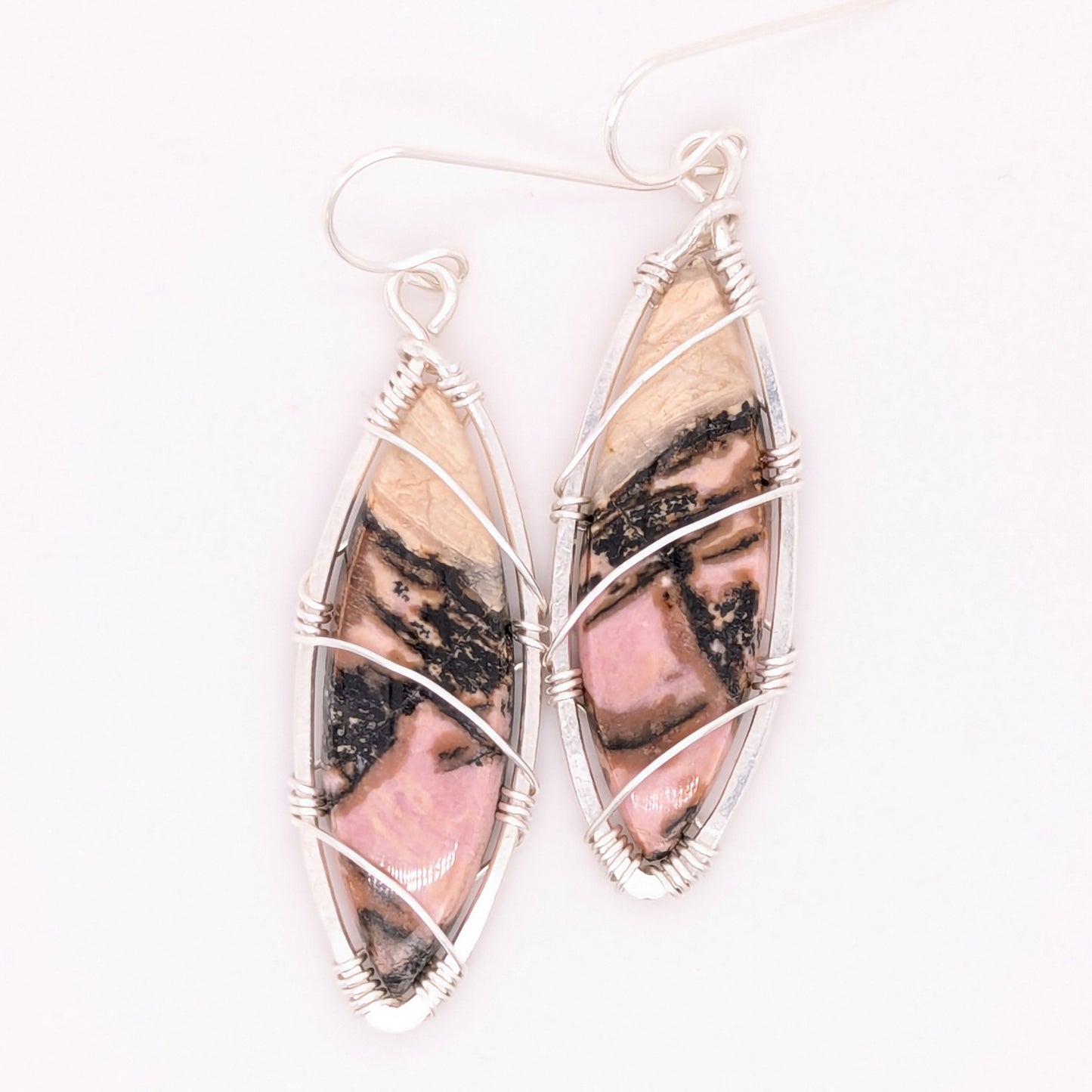 Rhodonite Earrings Silver