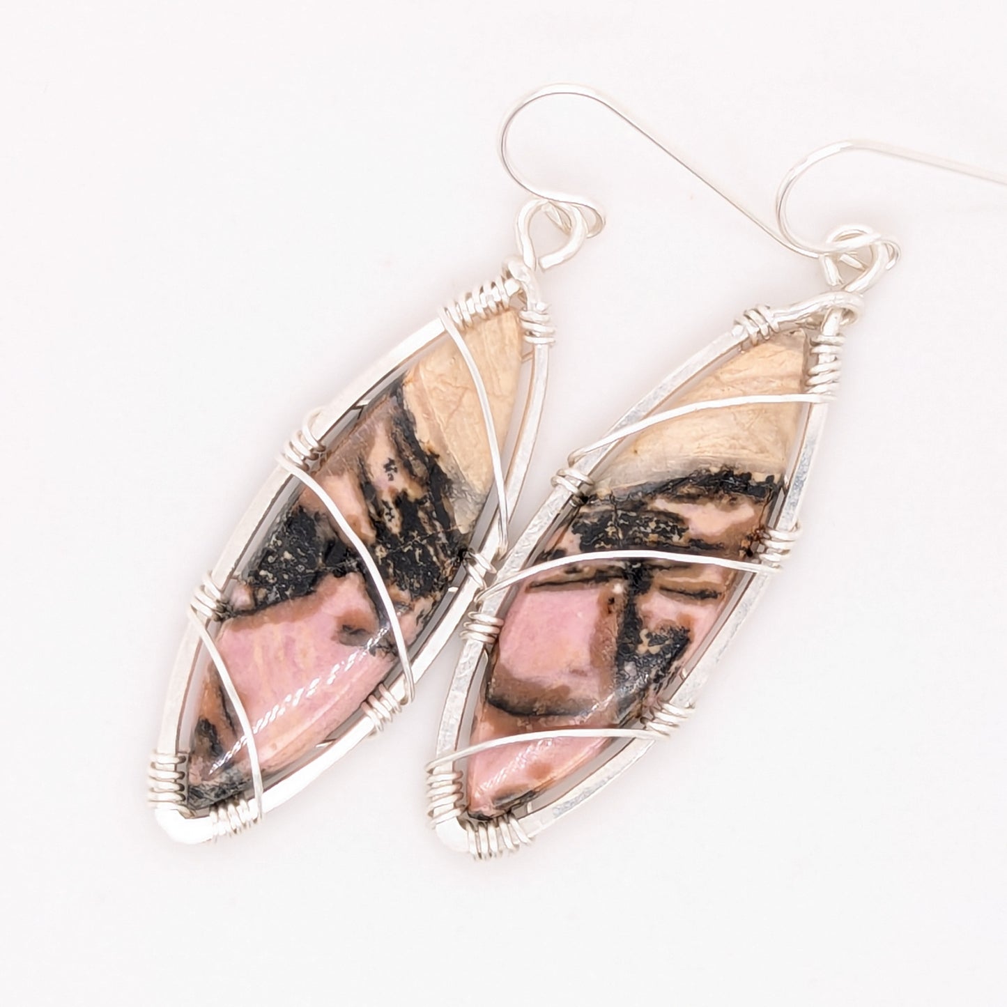 Rhodonite Earrings Silver