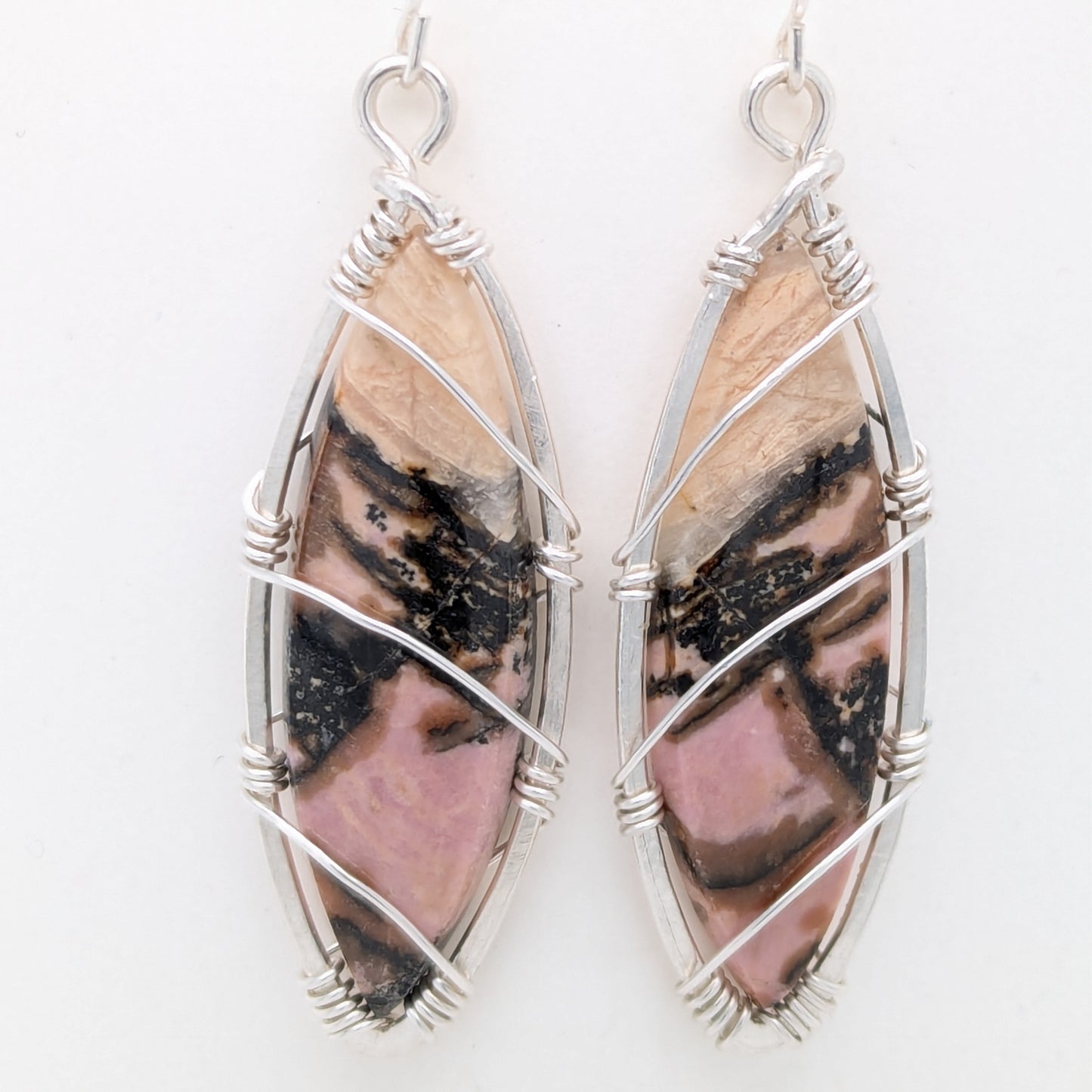 Rhodonite Earrings Silver