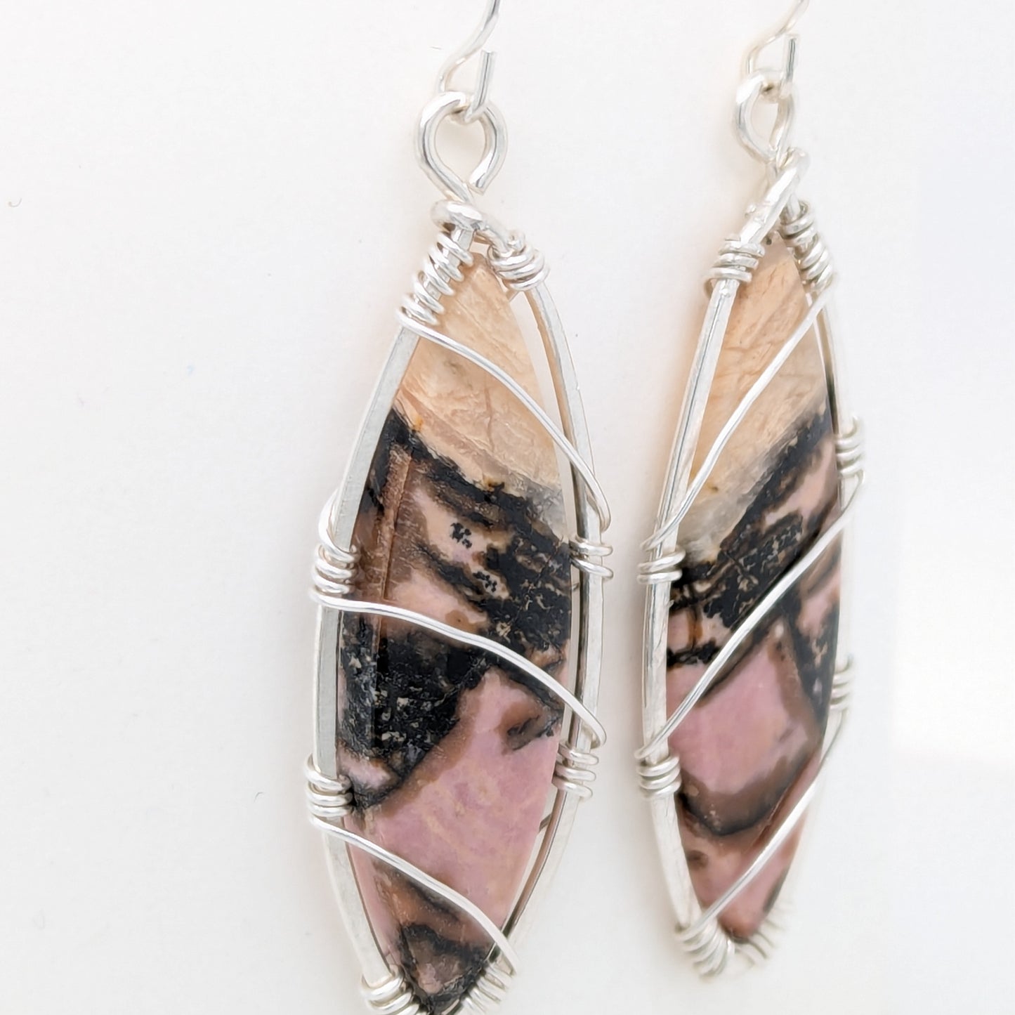 Rhodonite Earrings Silver