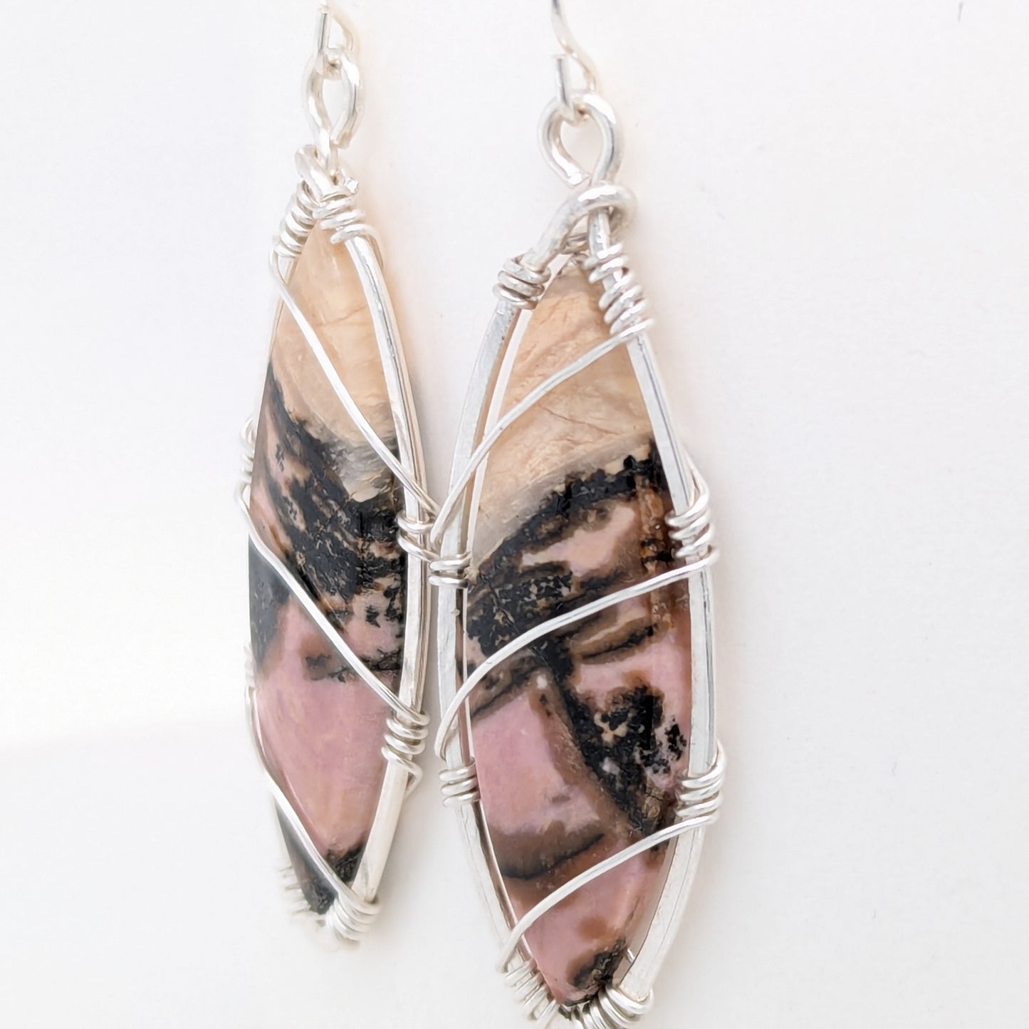 Rhodonite Earrings Silver