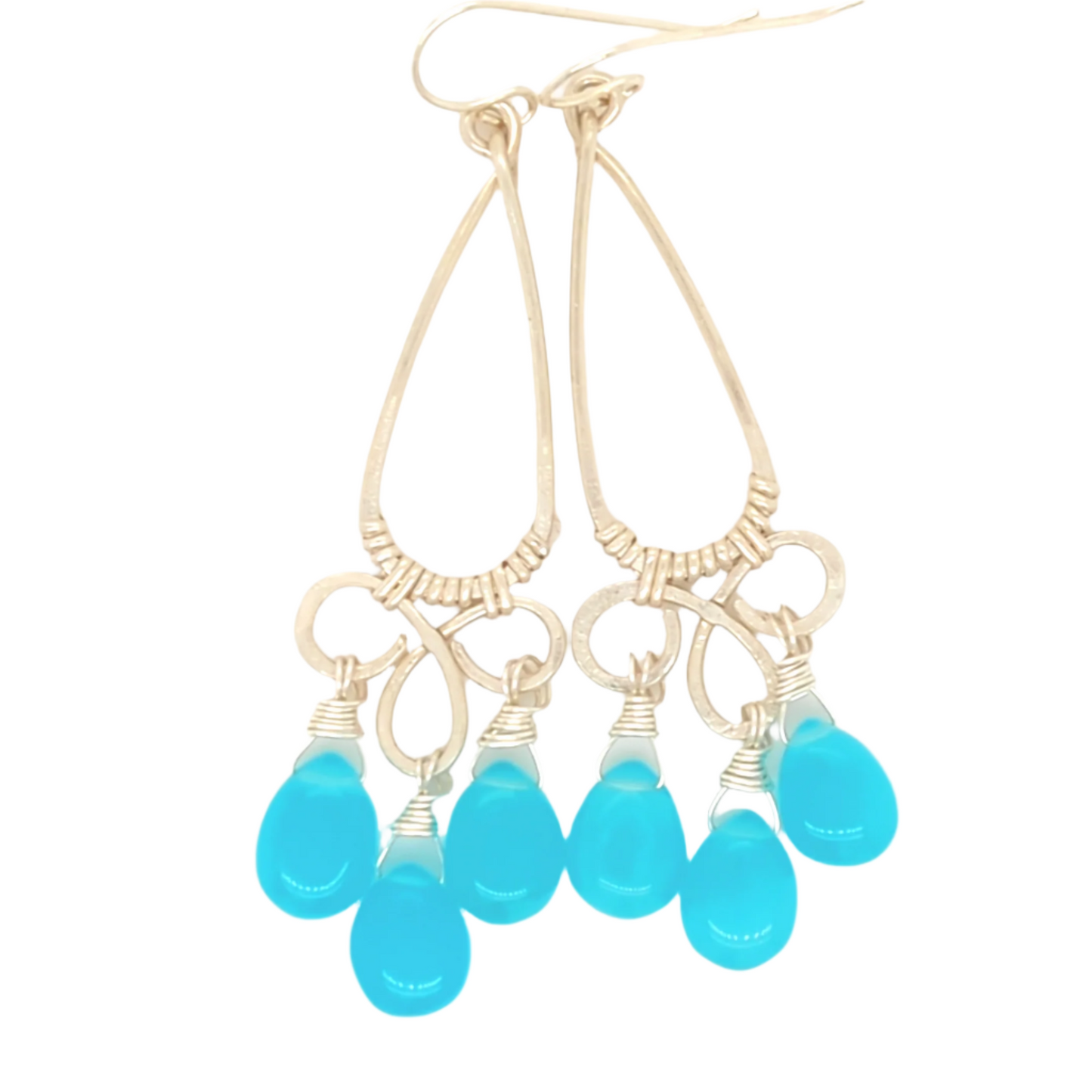 Turq Chalcedony Chandelier Earrings